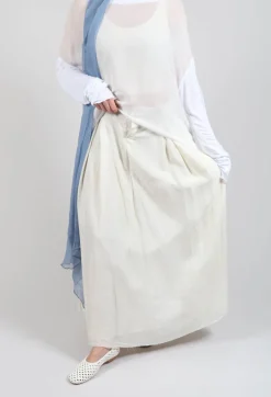 Long Washed Silk Skirt in Ivory