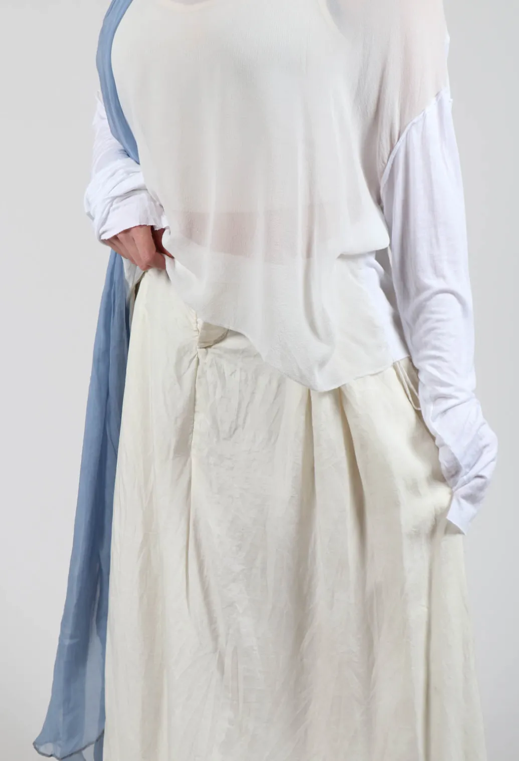 Long Washed Silk Skirt in Ivory