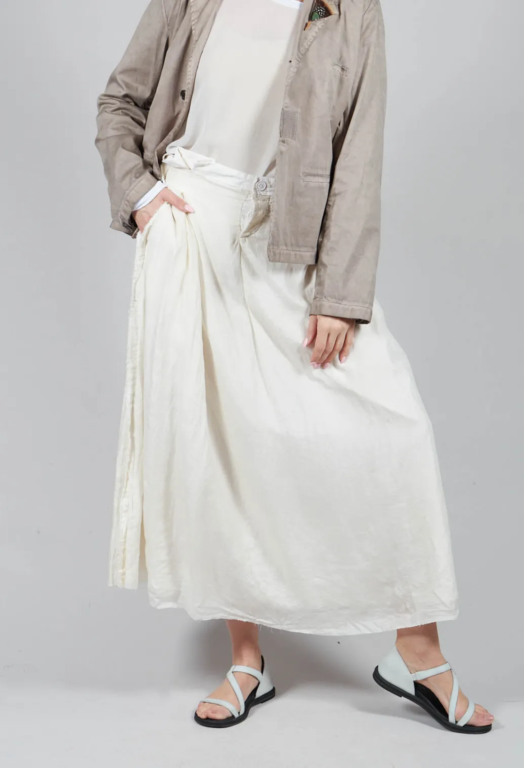 Long Washed Silk Skirt in Ivory