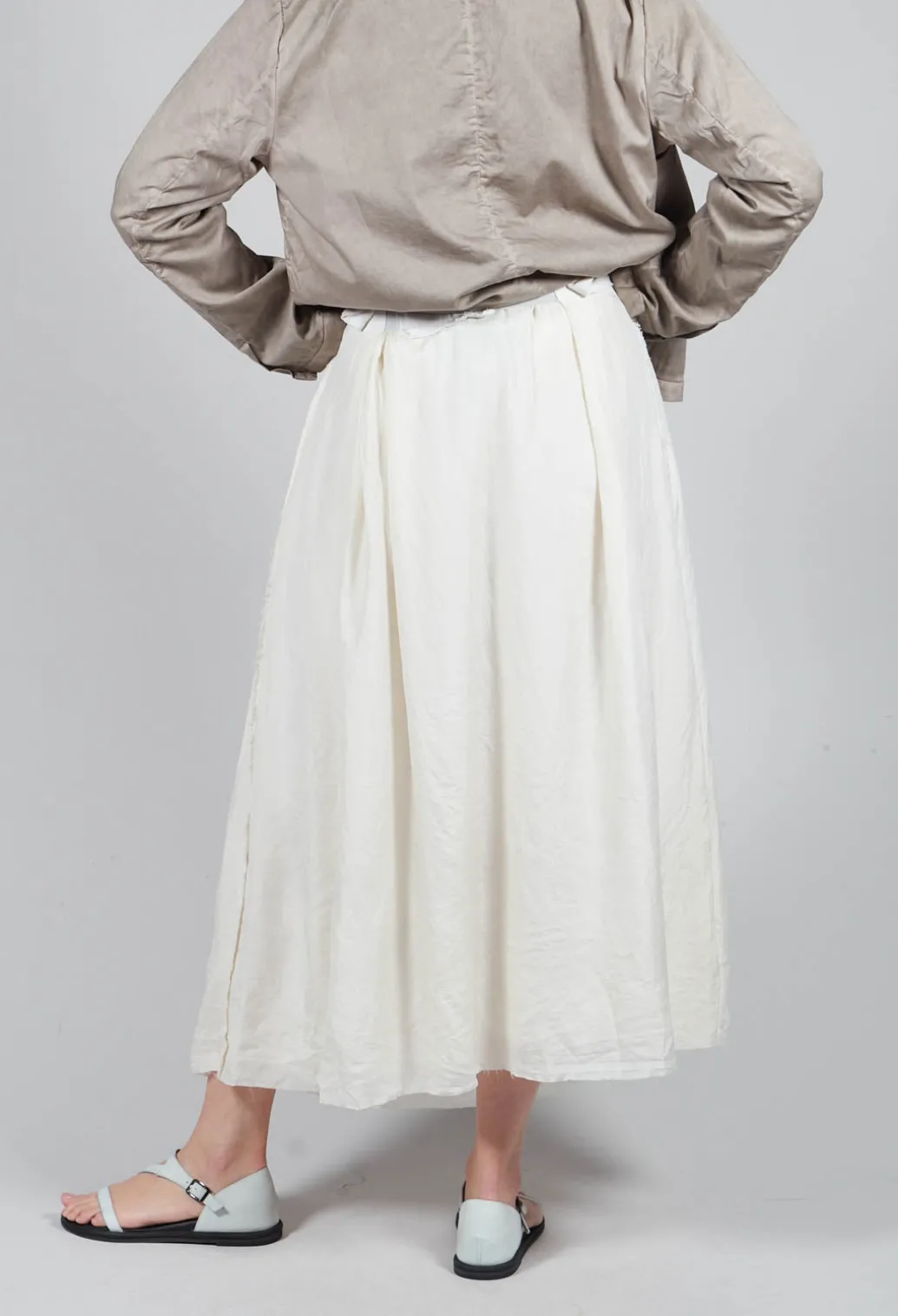 Long Washed Silk Skirt in Ivory