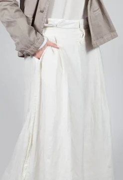 Long Washed Silk Skirt in Ivory