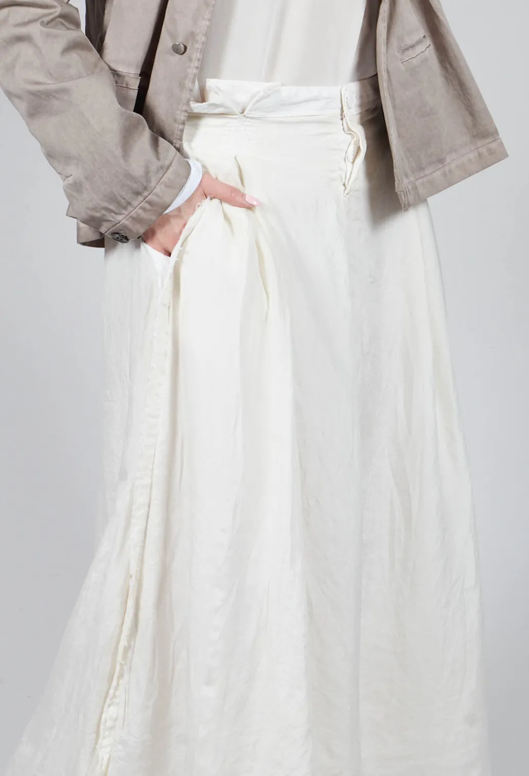 Long Washed Silk Skirt in Ivory