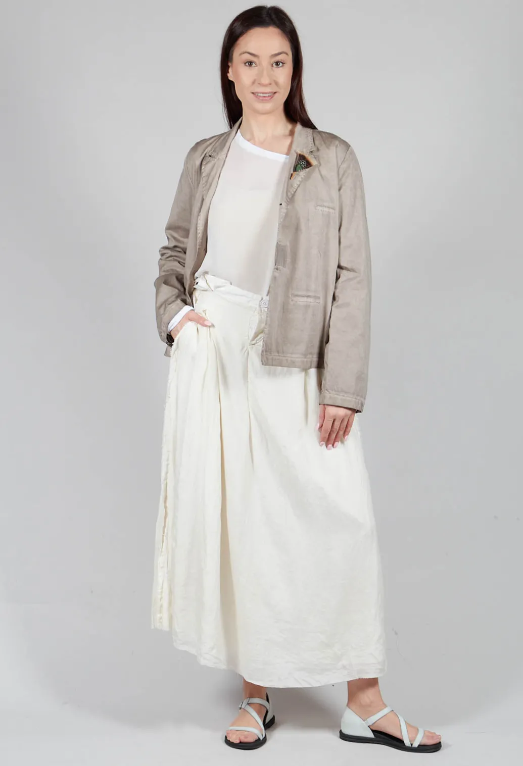 Long Washed Silk Skirt in Ivory