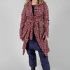 Longline Belted Coat in Fraise Check
