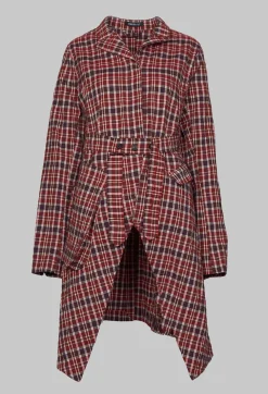 Longline Belted Coat in Fraise Check