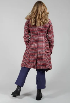 Longline Belted Coat in Fraise Check