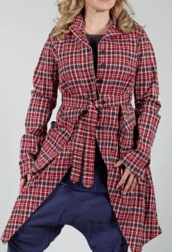 Longline Belted Coat in Fraise Check