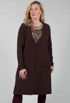 Longline Cardigan in Dark Brown