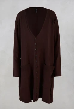 Longline Cardigan in Dark Brown