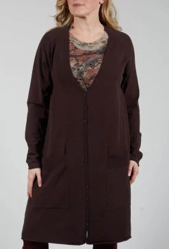 Longline Cardigan in Dark Brown