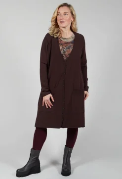 Longline Cardigan in Dark Brown