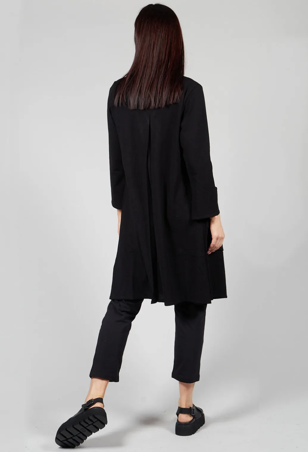Longline Cardigan with Pockets in Black
