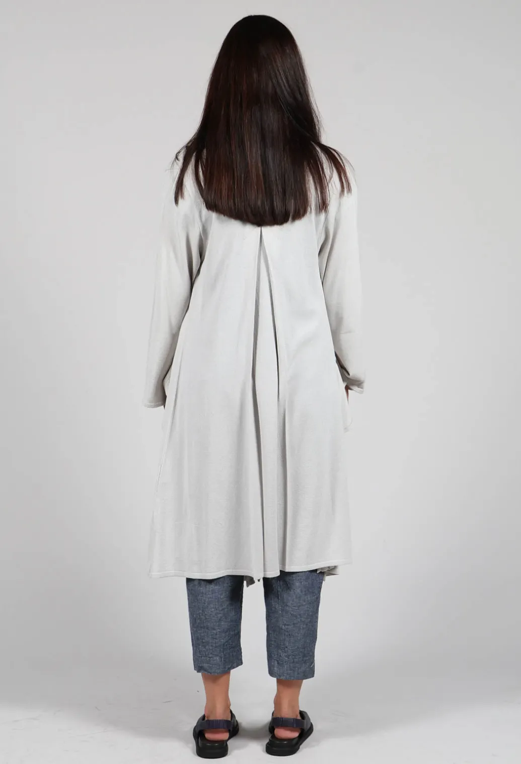 Longline Cardigan with Pockets in Silver