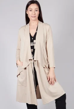 Longline Cardigan with Pockets in Sand
