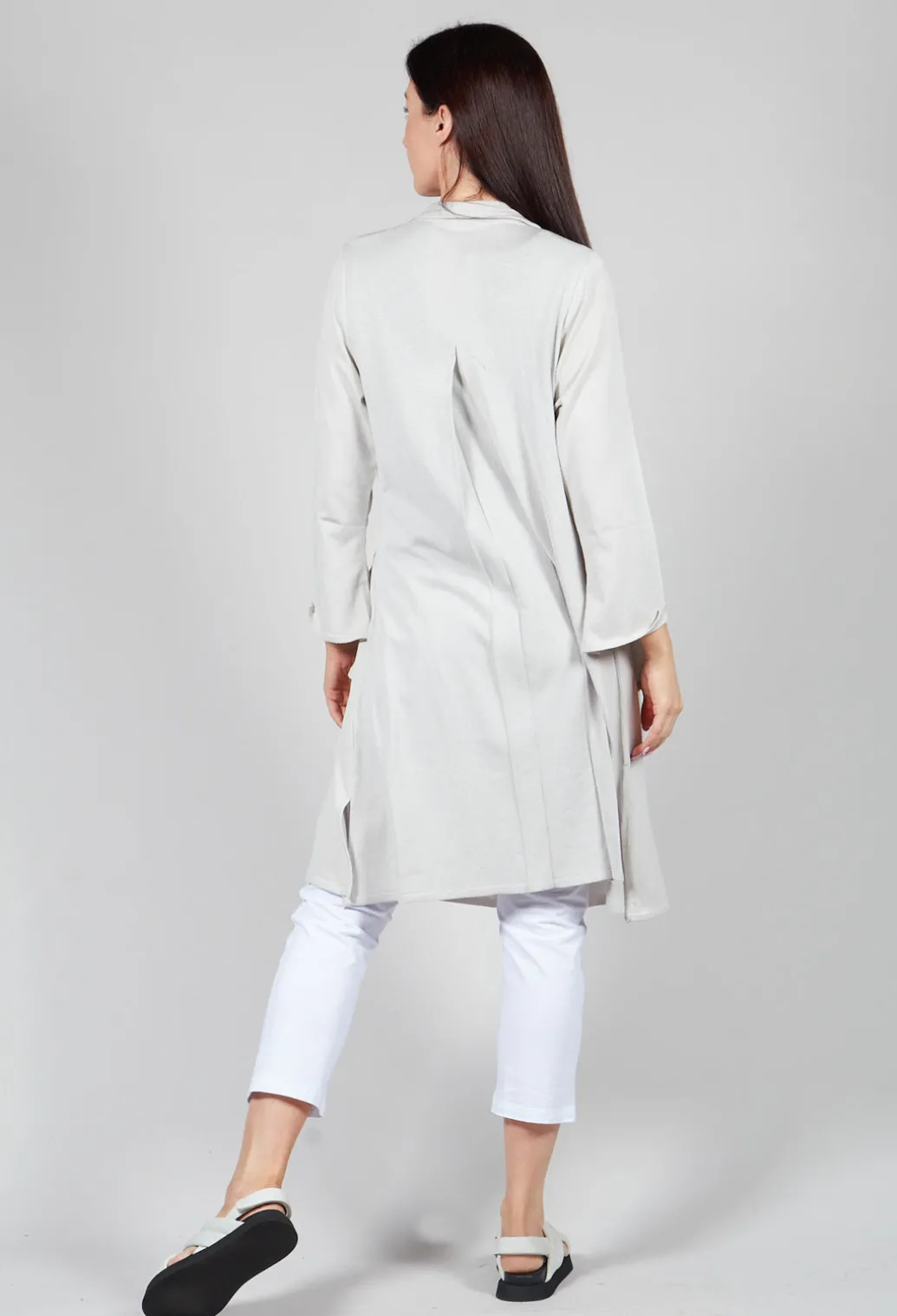 Longline Cardigan with Pockets in Silver