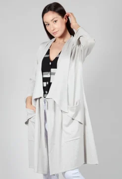 Longline Cardigan with Pockets in Silver