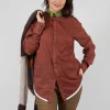 Longline Cotton Shirt in Brown