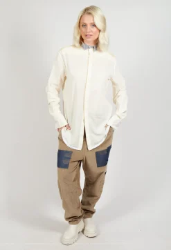 Longline Cotton Shirt in Cream