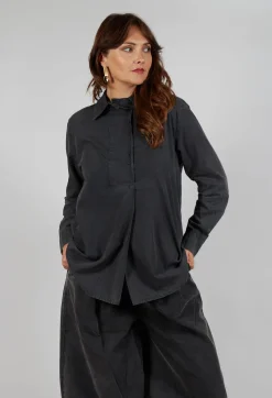 Longline Cotton Tunic in Pewter