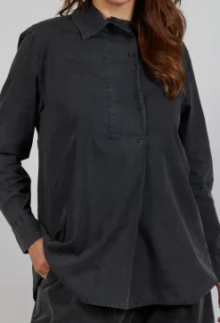 Longline Cotton Tunic in Pewter