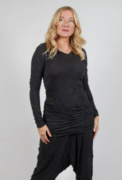 Longline Crinkle Top in Slate
