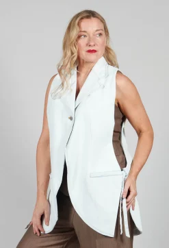 Longline Denim Waistcoat in Bleu Baby
