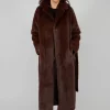 Longline Faux Fur Coat in Chocolate