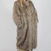 Longline Fur Coat in Cream Sfumato