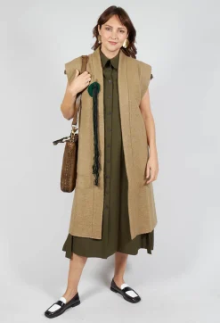 Longline Gilet in Camel
