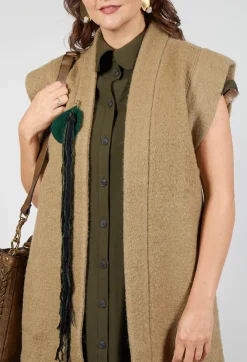 Longline Gilet in Camel