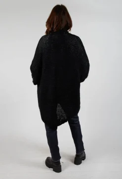 Longline Hand Knitted Cardigan in Black
