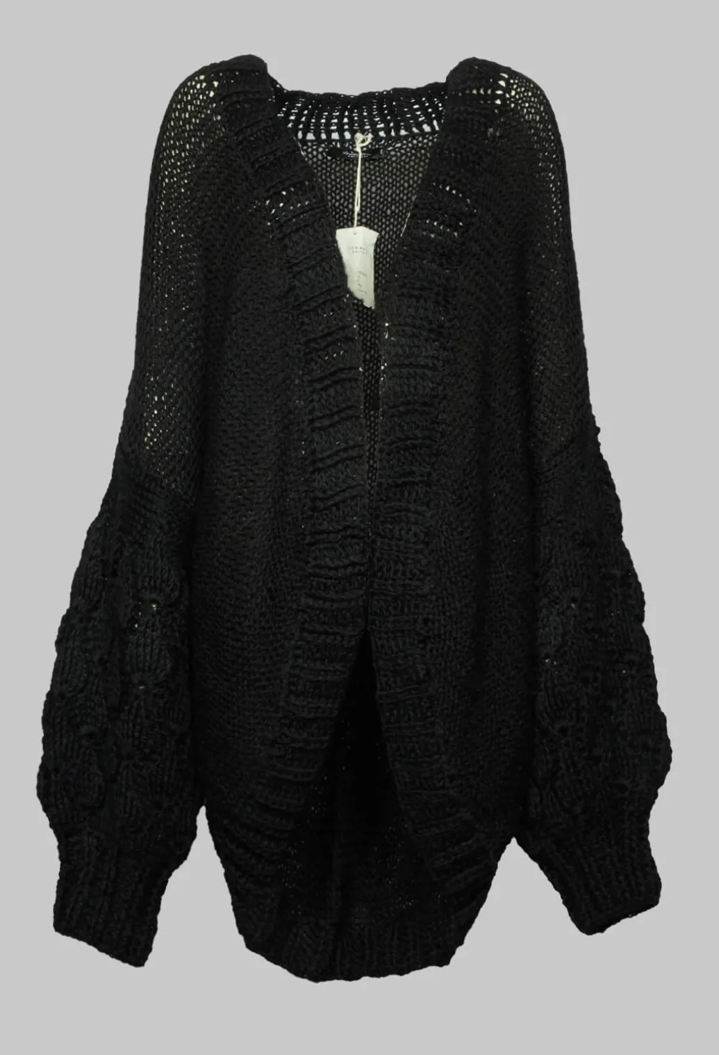 Longline Hand Knitted Cardigan in Black