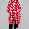 Longline Hooded Cardigan in Cardinal Bone Jacquard