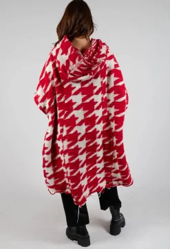 Longline Hooded Cardigan in Cardinal Bone Jacquard