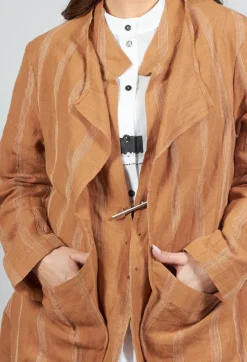 Longline Jacket with Double Lapel in Brown