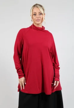 Longline Jersey Top in Red