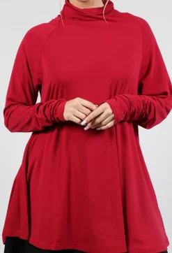 Longline Jersey Top in Red