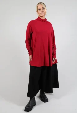 Longline Jersey Top in Red