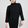 Longline Jumper with Shirt Detail in Black
