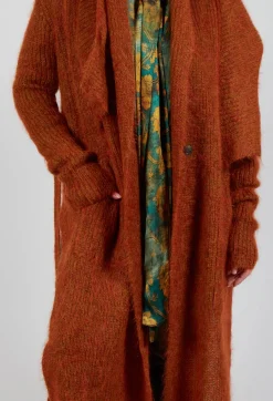 Longline Knitted Cardigan in Tumeric