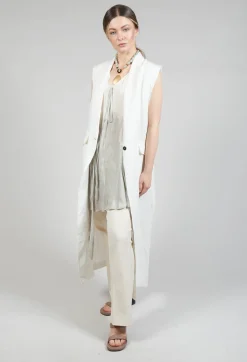 Longline Linen Waistcoat in White