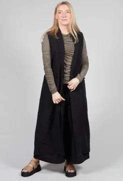 Longline Linen Waistcoat in Black
