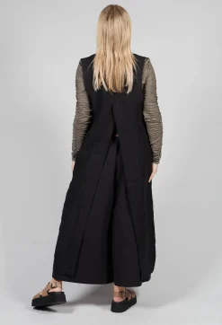 Longline Linen Waistcoat in Black