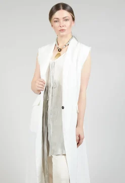 Longline Linen Waistcoat in White