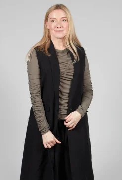 Longline Linen Waistcoat in Black
