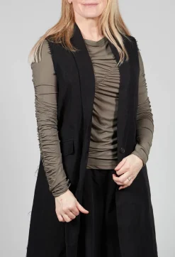 Longline Linen Waistcoat in Black