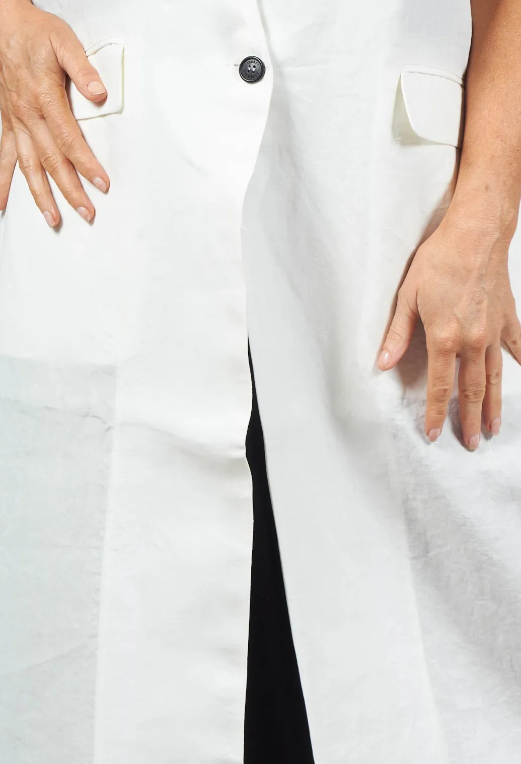Longline Linen Waistcoat in White