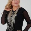 Longline Necklace with Multiple Chains and Pendants in Silver