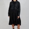 Longline Polka Dot Coat in Charcoal Grey