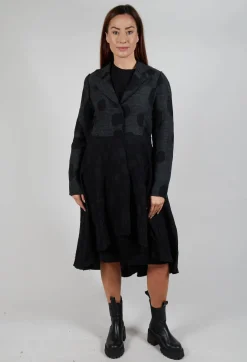 Longline Polka Dot Coat in Charcoal Grey